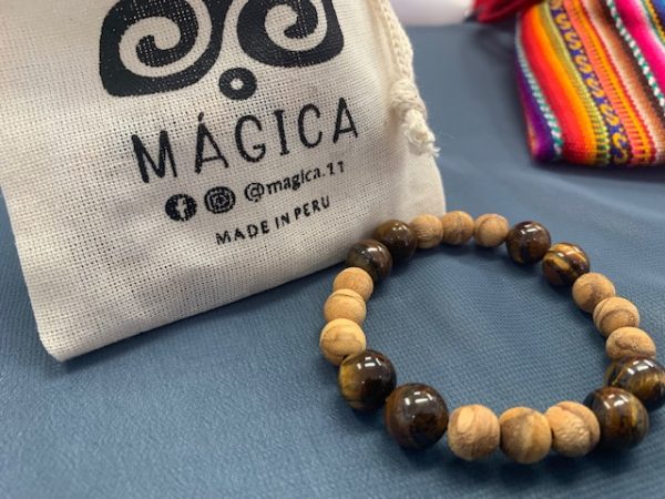 Pulsera Palo santo con ojo de tigre